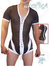 Icker Sea Lace Up Front Mesh Bodysuit Black COI-12-129B